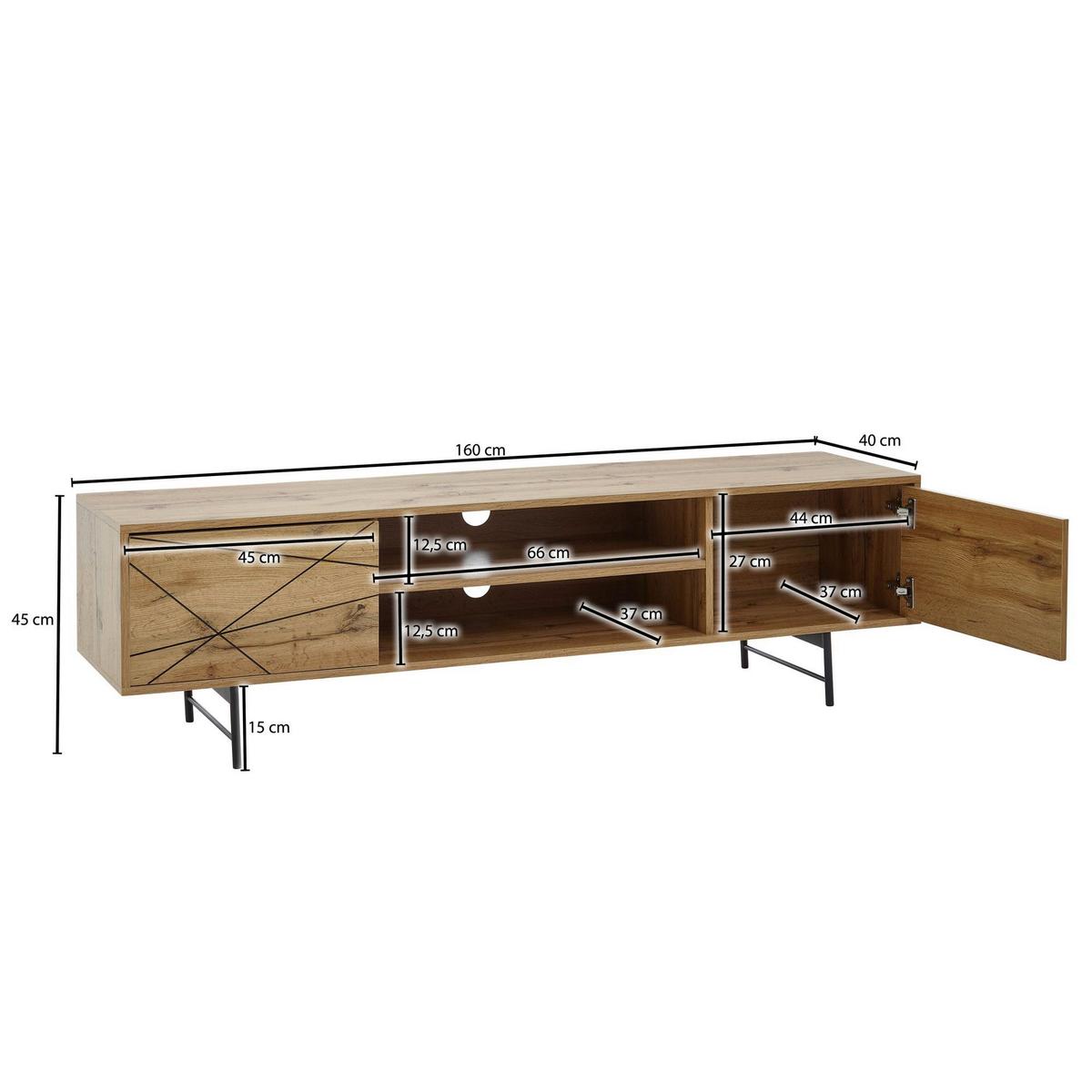 Hnedá komoda š: 163 cm - hnedá/čierna, Modern, kov/kompozitné drevo (160/45/40cm) - MID.YOU
