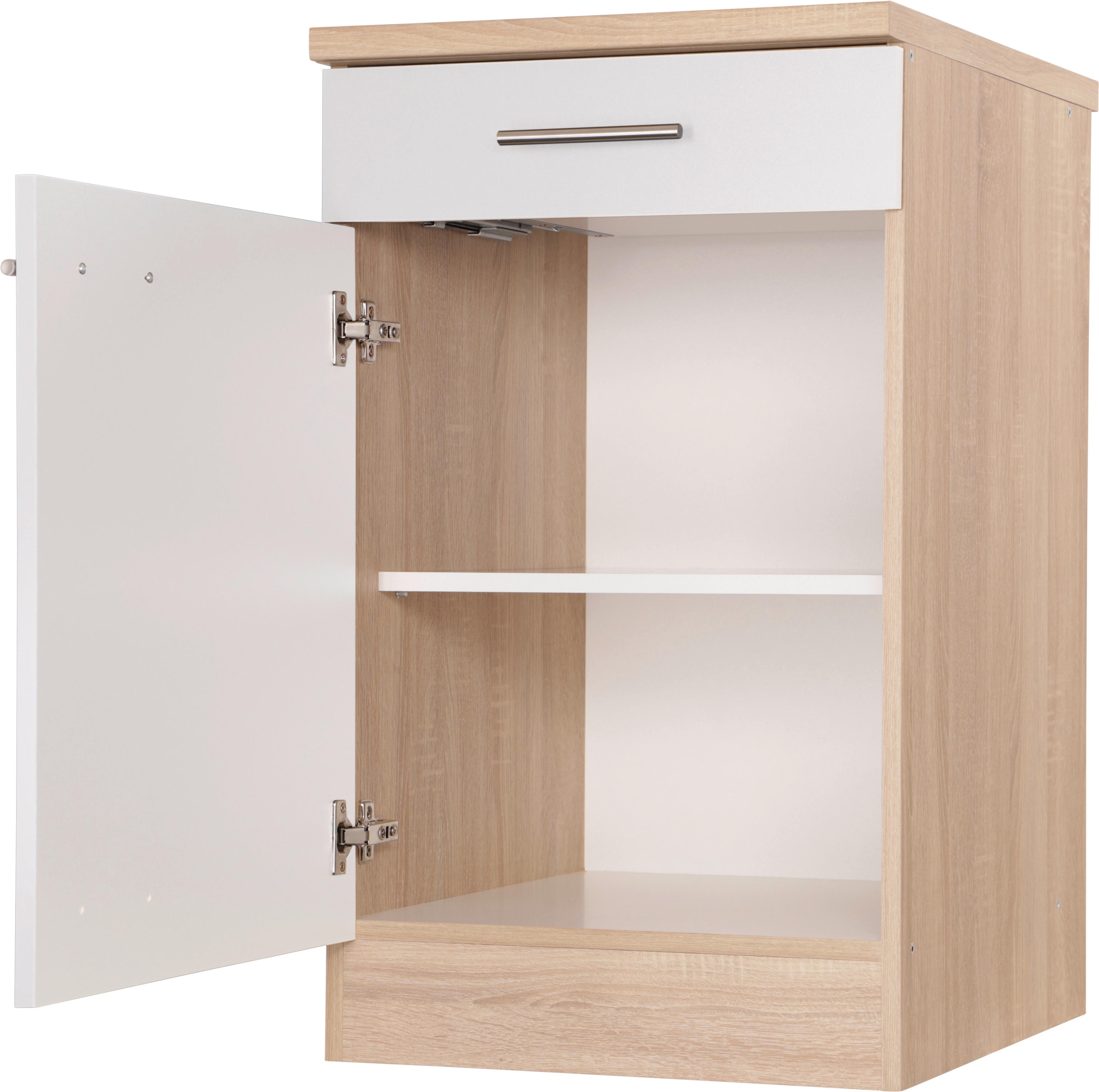 Küchenunterschrank Merle Weiß, Eiche Dekor B:50cm - Eichefarben/Weiß, Basics, Holzwerkstoff (50/84,8/60cm) - Respekta