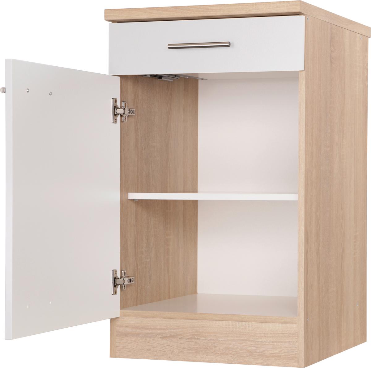 Küchenunterschrank Merle Weiß, Eiche Dekor B:50cm - Eichefarben/Weiß, Basics, Holzwerkstoff (50/84,8/60cm) - Respekta