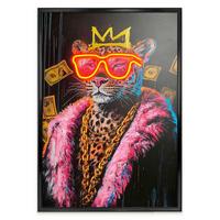 LED-Bild Neon Black Pimpin Leo - Pink/Schwarz, Basics, Holzwerkstoff/Kunststoff (70/100/3,5cm)