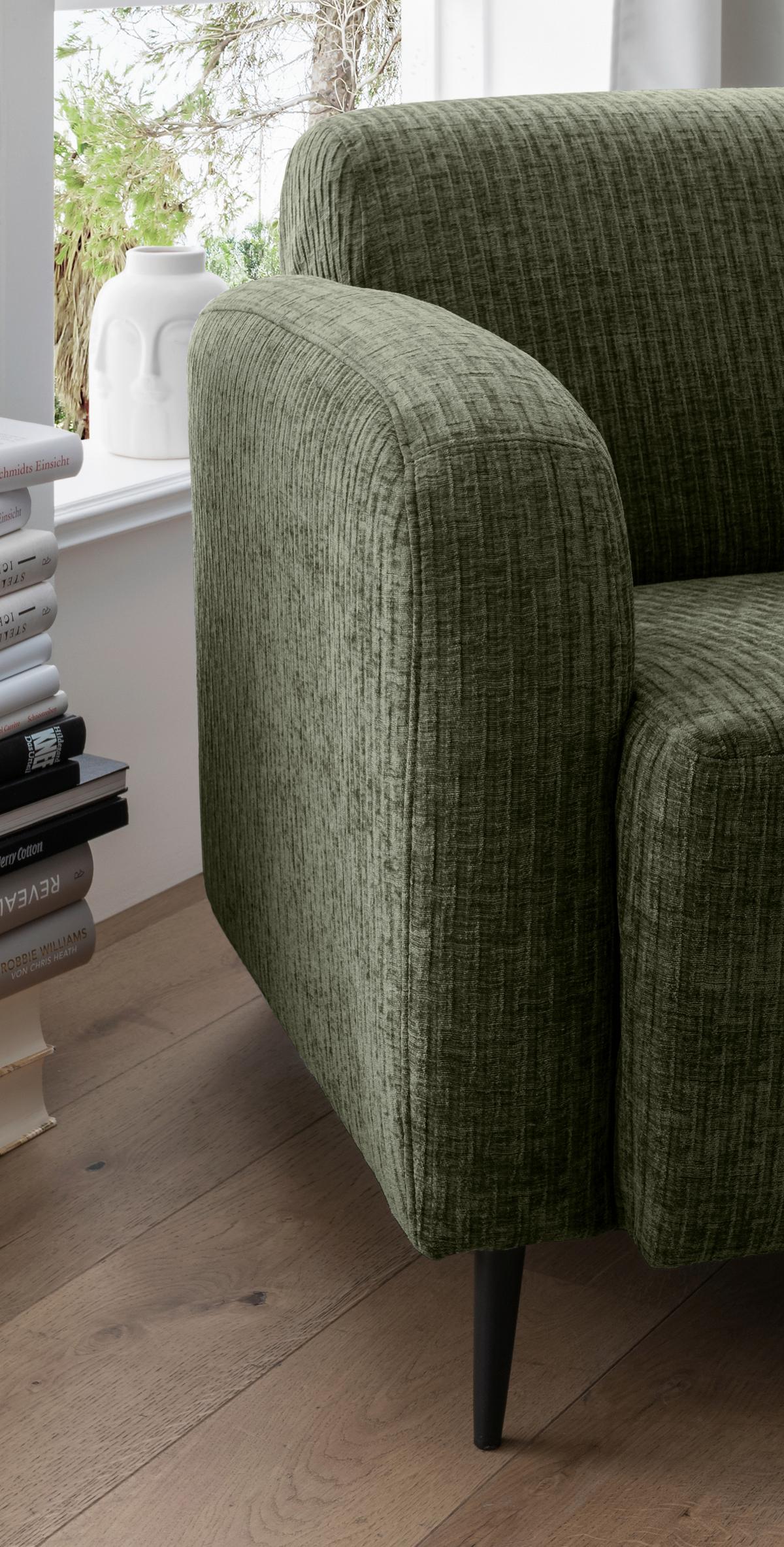 Sessel Marone Olivgrün B: 85cm - Schwarz/Olivgrün, MODERN, Textil (85/76/90cm) - Livetastic