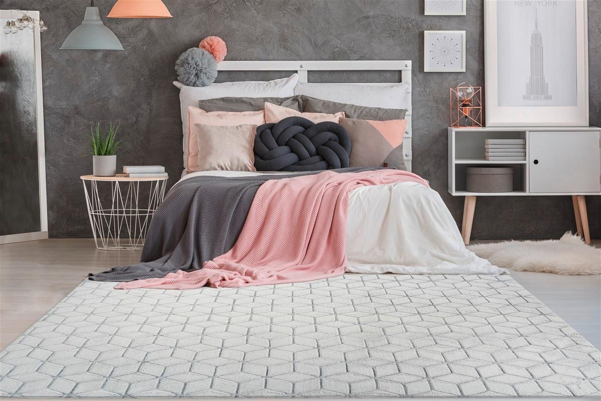 Teppich Anthrazit, Weiß Vivica 125, Bxl: 160x230 Cm - Anthrazit/Weiß, KONVENTIONELL, Textil (160/230cm)