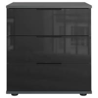 Nachkästchen Graphitfarben H: 58 cm Saigon - Schwarz/Graphitfarben, MODERN, Glas/Holzwerkstoff (52/58/38cm) - P & B