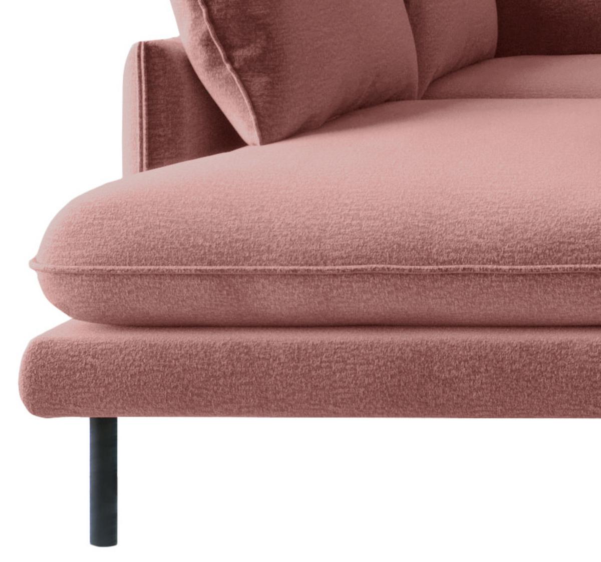 Ecksofa Samos Altrosa S: 204x267 Cm - Altrosa/Schwarz, Design, Textil (204/267cm) - Livetastic