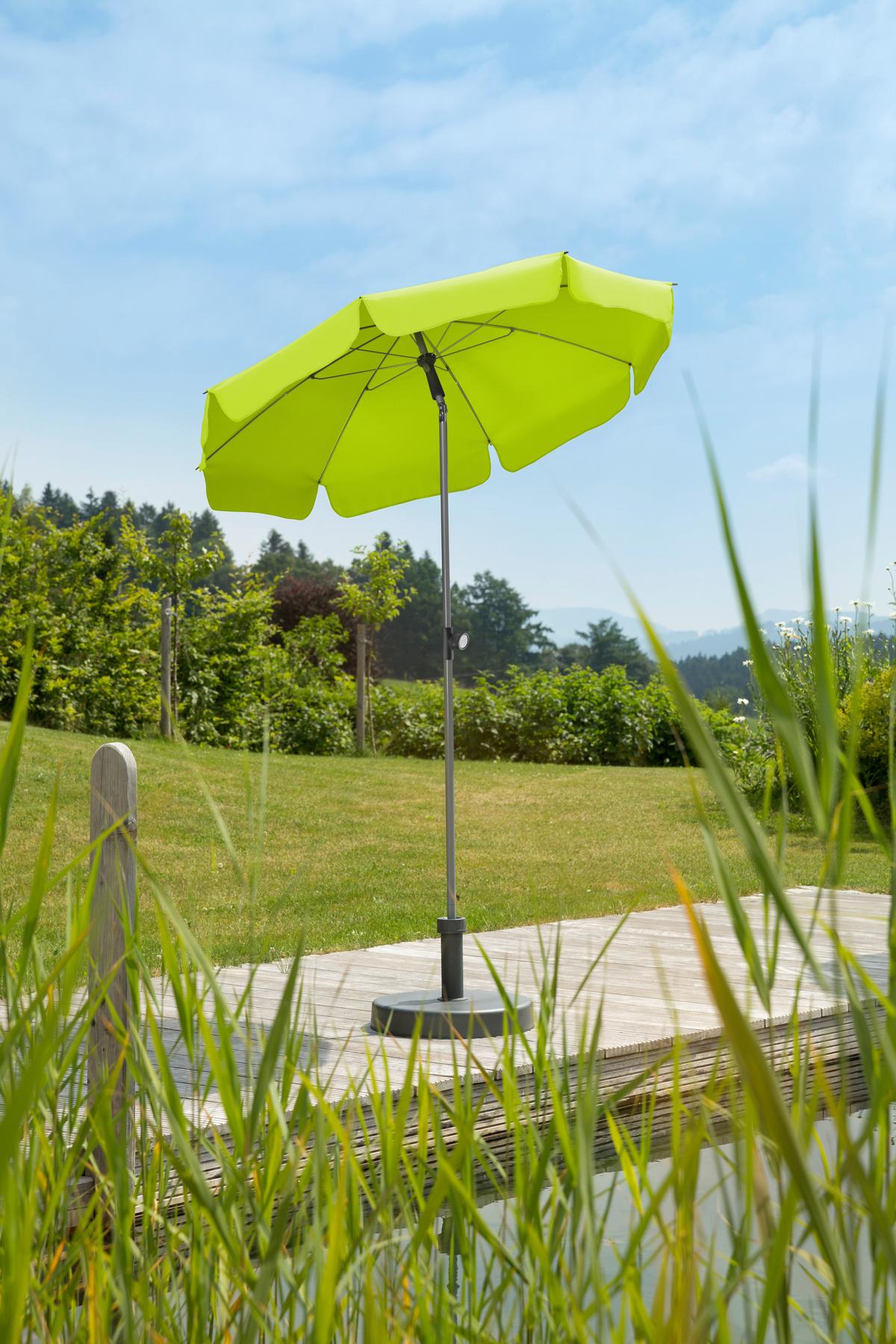 Sonnenschirm Locarno Bxhxt: 150x220x150 Cm Hellgrün - Silberfarben/Hellgrün, Basics, Textil/Metall (150/220/150cm) - Schneider