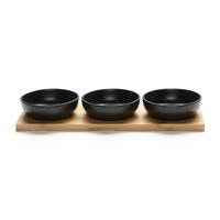 SADA MISEK NA OMÁČKU TAPAS - 3 - černá, Moderní, dřevo/keramika (31/11/4cm) - Modern Living