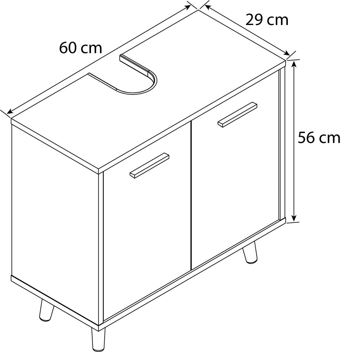 Waschbeckenunterschrank Landos B: 60 cm Weiß/Honigeiche - Honigeiche/Weiß, MODERN, Holzwerkstoff (60/56/28cm) - MID.YOU