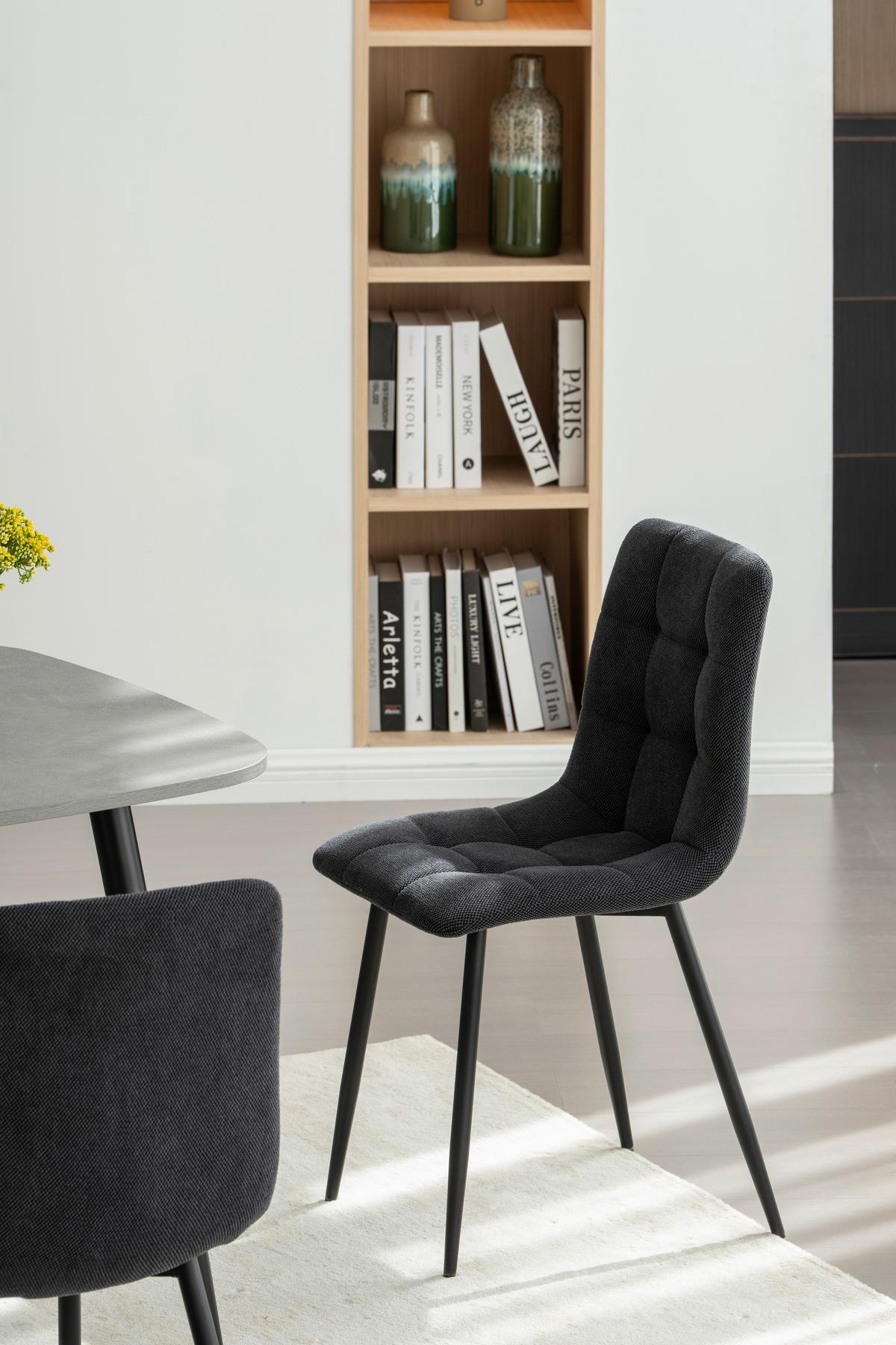 Vierfußstuhl Adea Leinenoptik Schwarz - Schwarz, KONVENTIONELL, Holz/Textil (45/88/55cm) - P & B