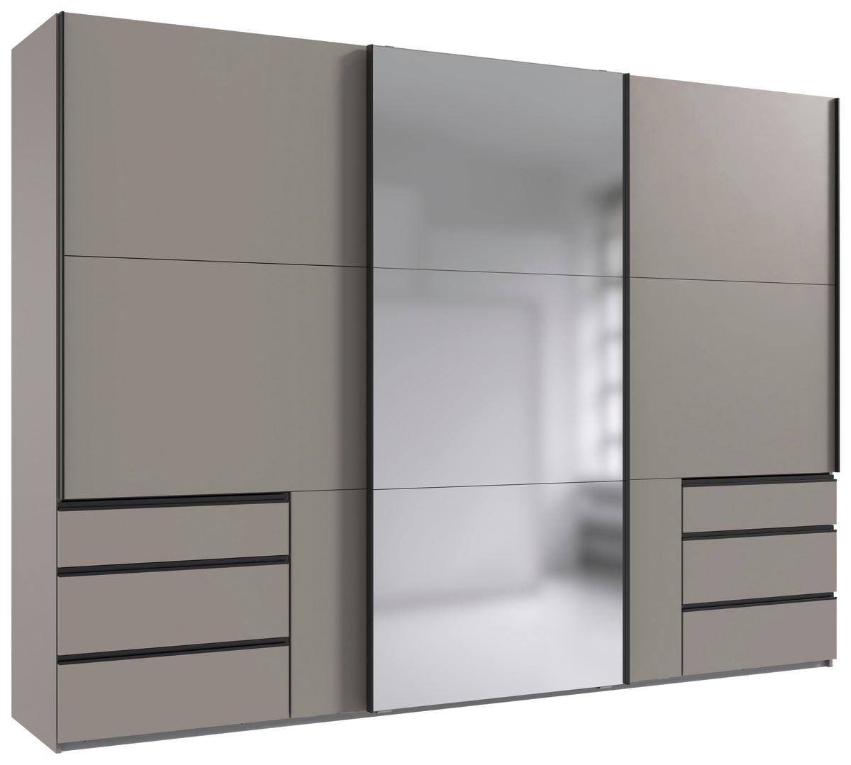 Schwebetürenschrank Level 36 A Grau Dekor/Spiegel, B: 300cm - Sahara, MODERN, Glas/Holzwerkstoff (300/216/65cm) - MID.YOU