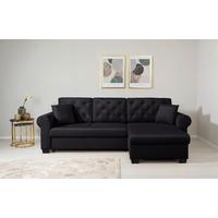 Ecksofa Arles Schwarz 25 S: 266x161 Cm - Buchefarben/Schwarz, Design, Textil (266/161cm) - MID.YOU