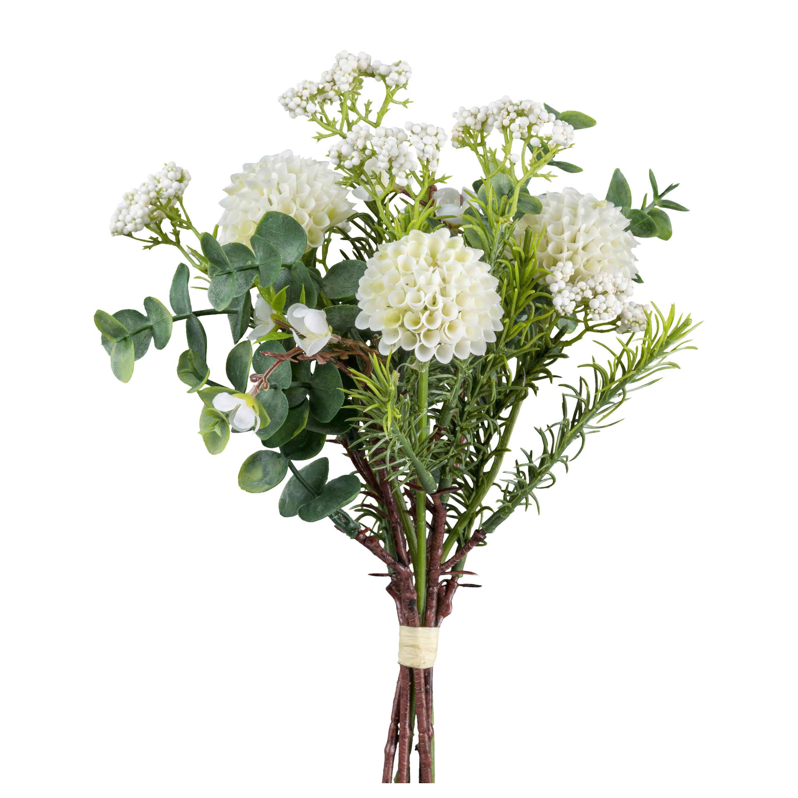 Umelý kvet georgína POMPONDAHLIENBUND II -PAZ- - biela/zelená, Basics, kov/textil (30cm) - Mömax