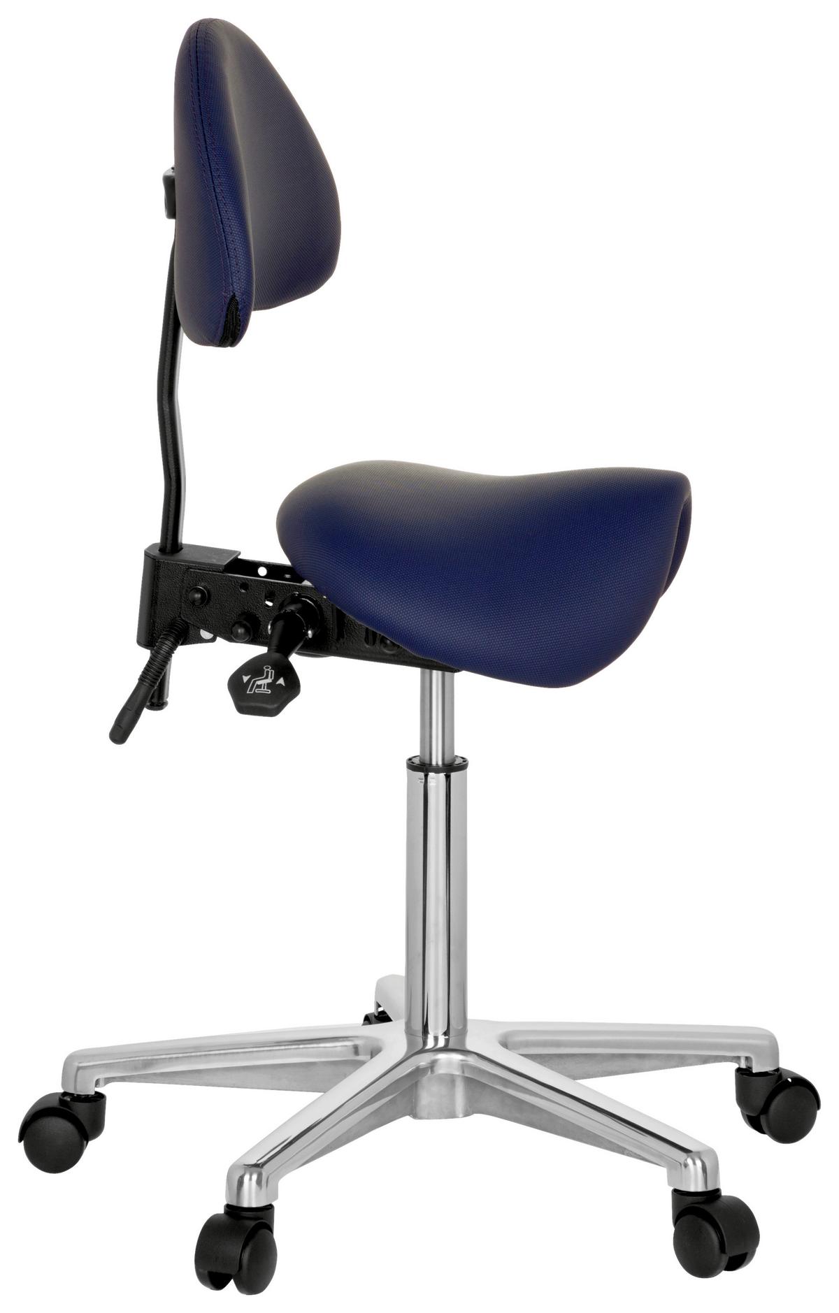 Bürohocker Top Work 20 Lederlook Blau Bis 110kg - Blau/Alufarben, MODERN, Kunststoff/Textil (36/105/40cm) - MID.YOU