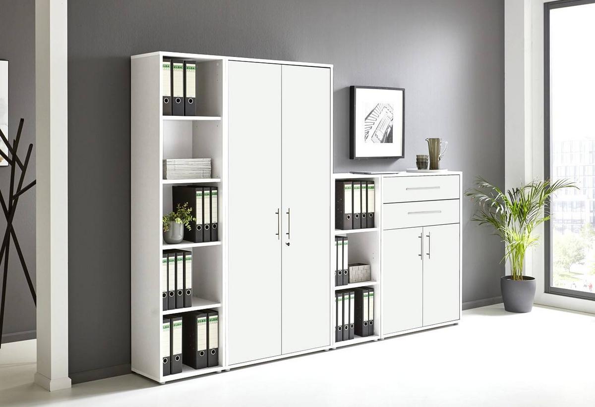Aktenschrank Office Edition Weiß B: 257cm - Weiß, MODERN, Holzwerkstoff (257/185,6/33cm) - MID.YOU