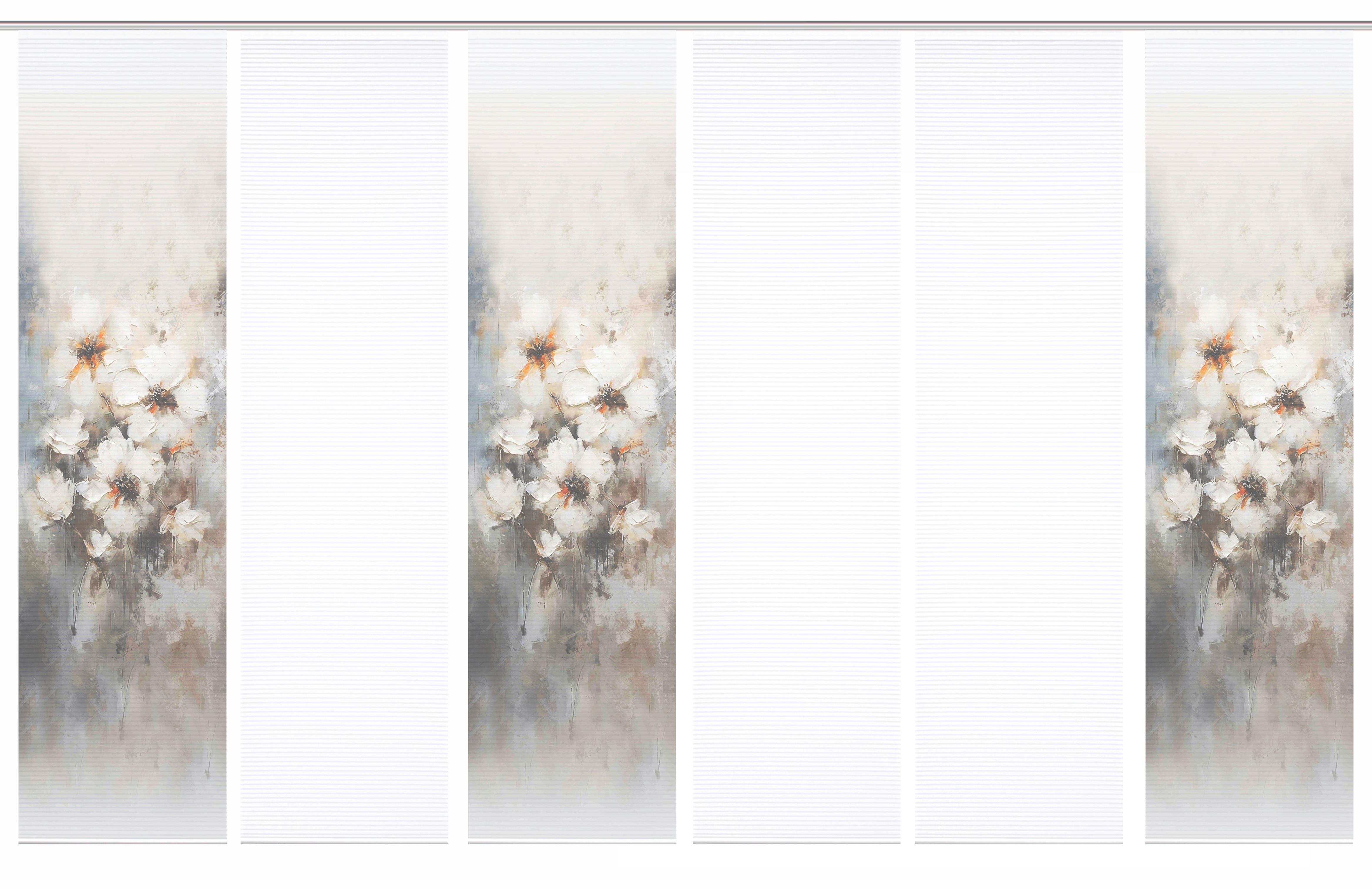 Flächenvorhang Aristea 6er Set - Hellgrau/Naturfarben, Natur, Textil (60/245cm)