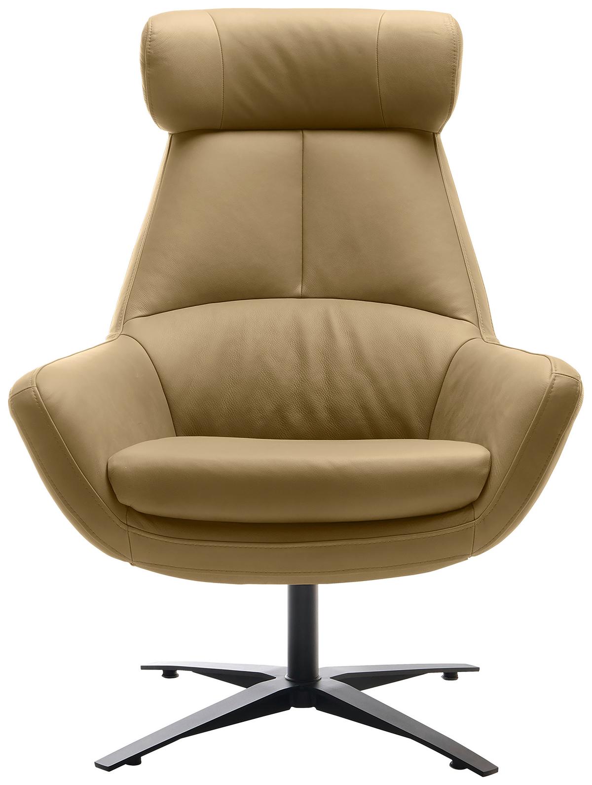 Sessel Be Organic - Hellbraun/Schwarz, MODERN, Leder (81/112/83cm) - Trendmanufaktur