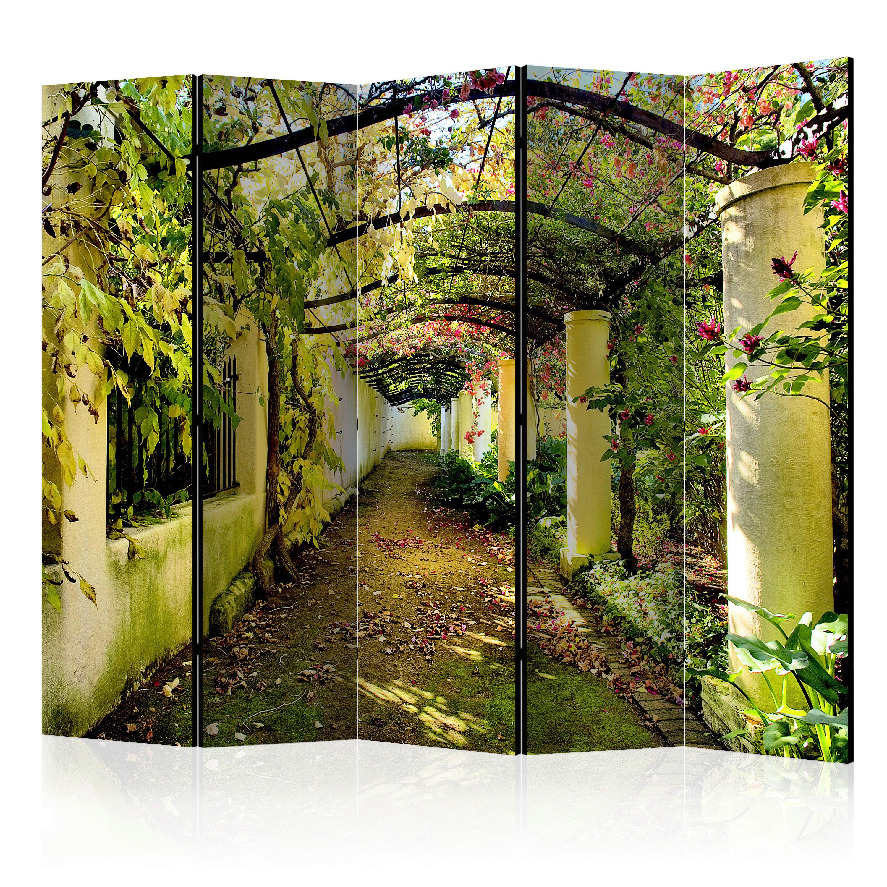Paravent Braun Grün B: 225 cm - Braun/Grün, Basics, Holz/Kunststoff (225/172/3cm) - artgeist