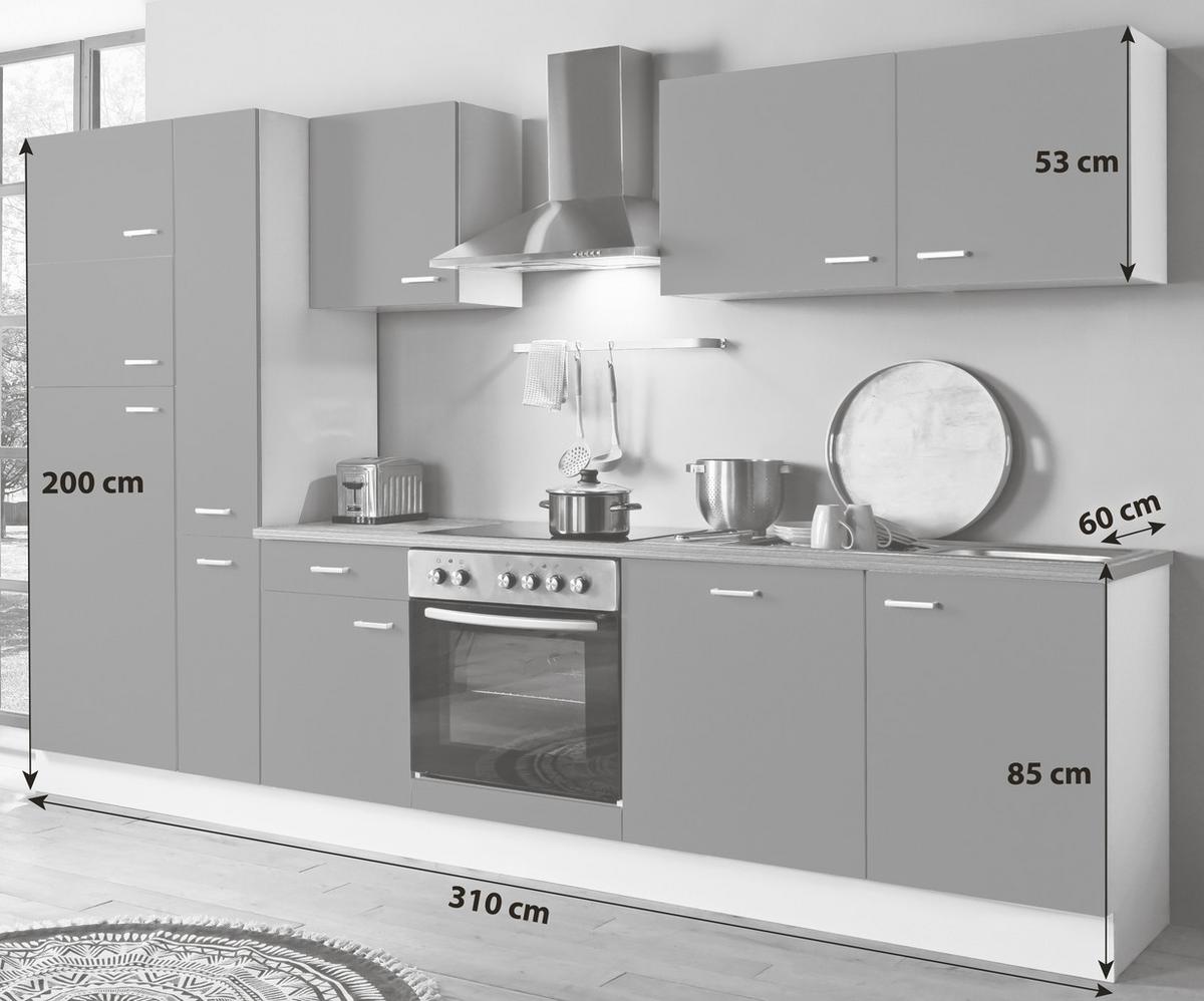 Küchenblock White-Classic - Graphitfarben/Weiß, KONVENTIONELL, Holzwerkstoff (310cm) - Menke