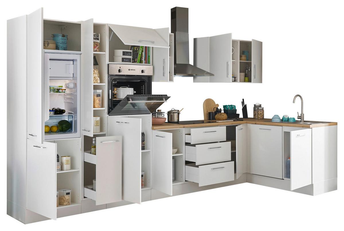 Eckküche Turin Weiß/Eiche Dekor 370x175 cm - Weiß/Eiche Artisan, Basics, Holzwerkstoff (370/175cm) - MID.YOU