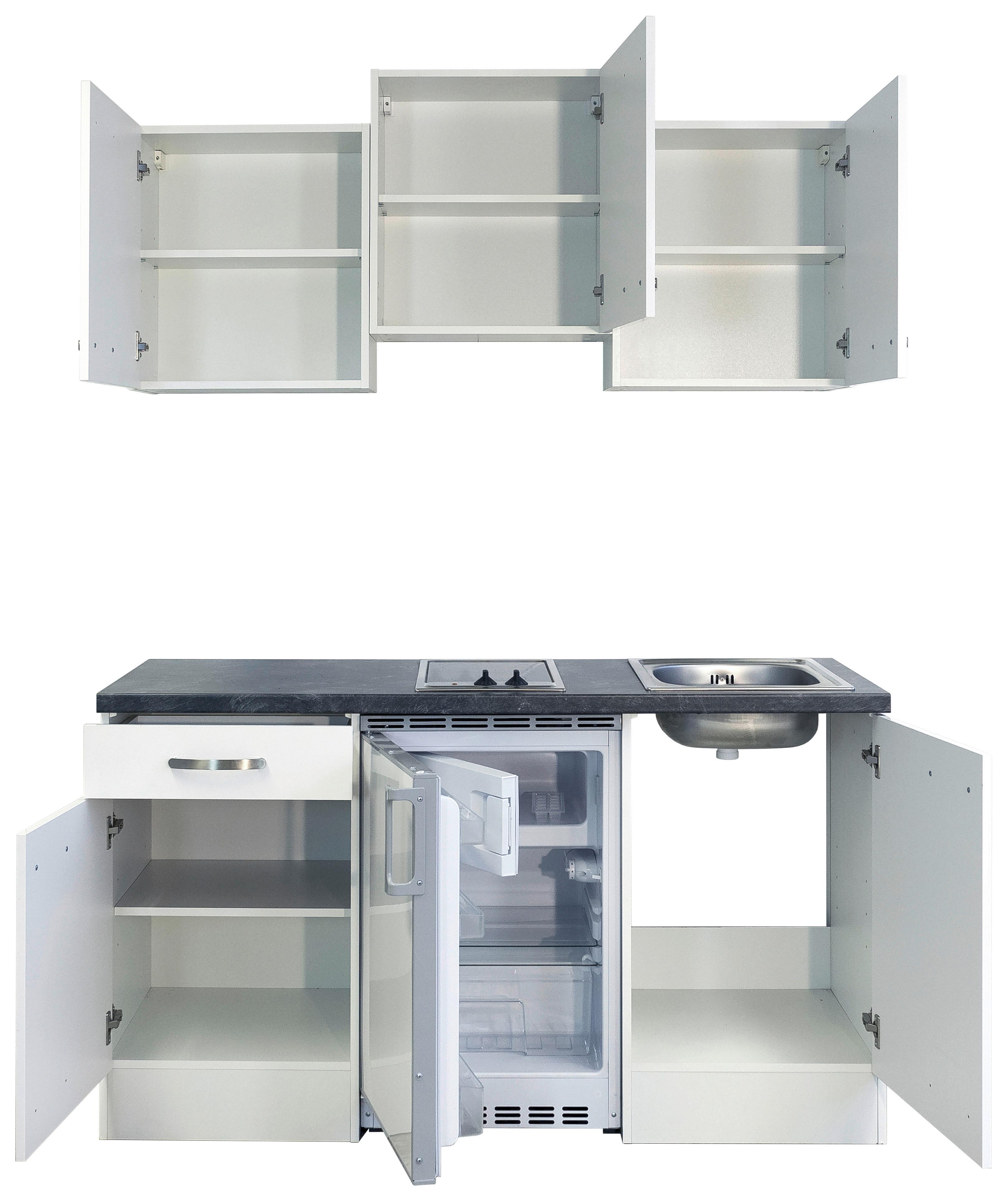 Küchenzeile Alba mit Geräten 150 cm Weiß/Schiefer