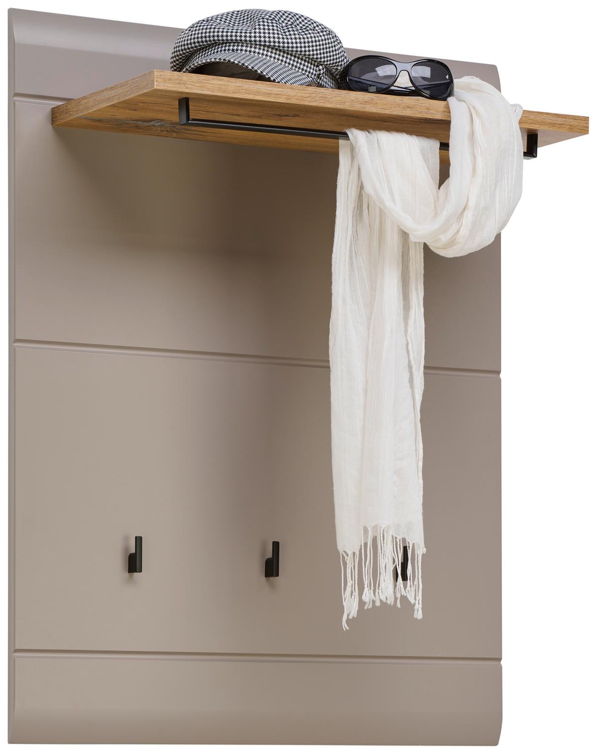 Garderobenpaneel Auris Eiche Dekor 70 cm 3 Haken - Eichefarben/Grau, MODERN (70/90/30cm) - Luca Bessoni