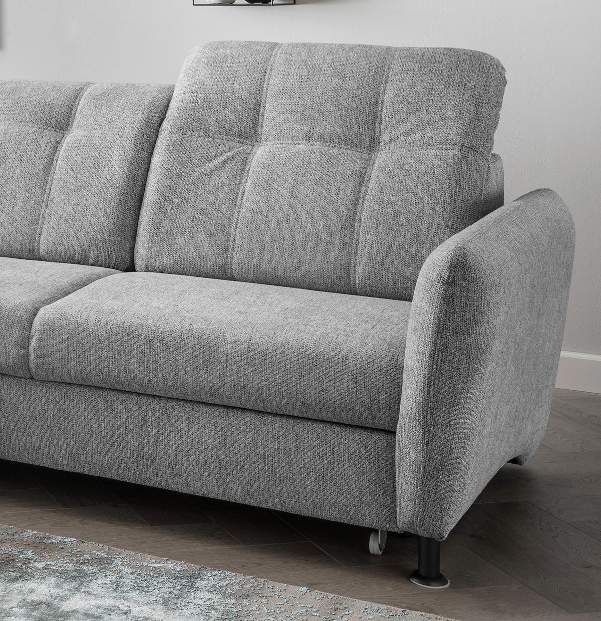 Ecksofa Minori Chenille Silberfarben, S: 184x267 cm - Silberfarben/Schwarz, MODERN, Textil (184/267cm) - Livetastic