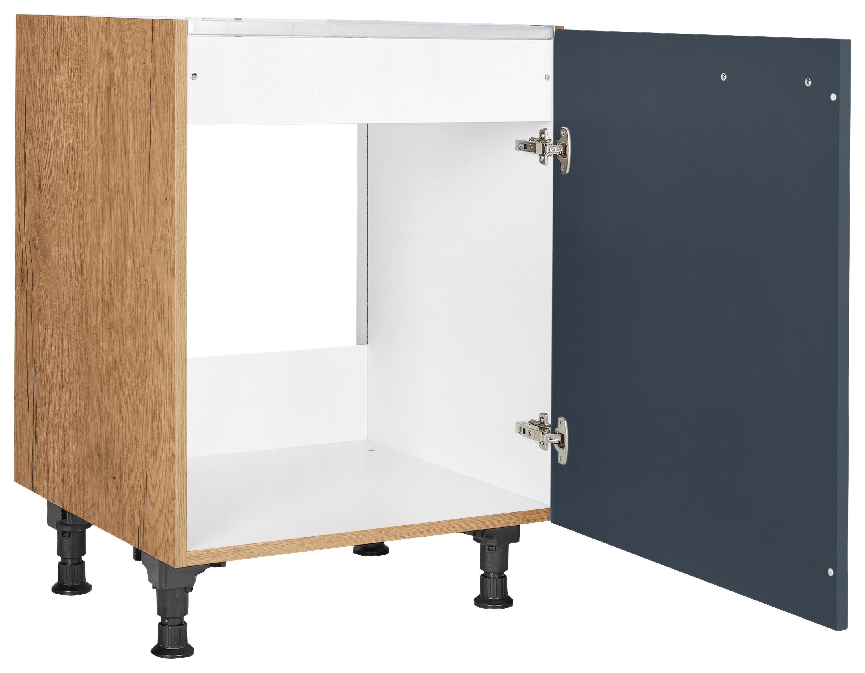 Spülenunterschrank Easytouch - Blau/Eichefarben, MODERN, Holzwerkstoff (60/57/56cm) - Nobilia