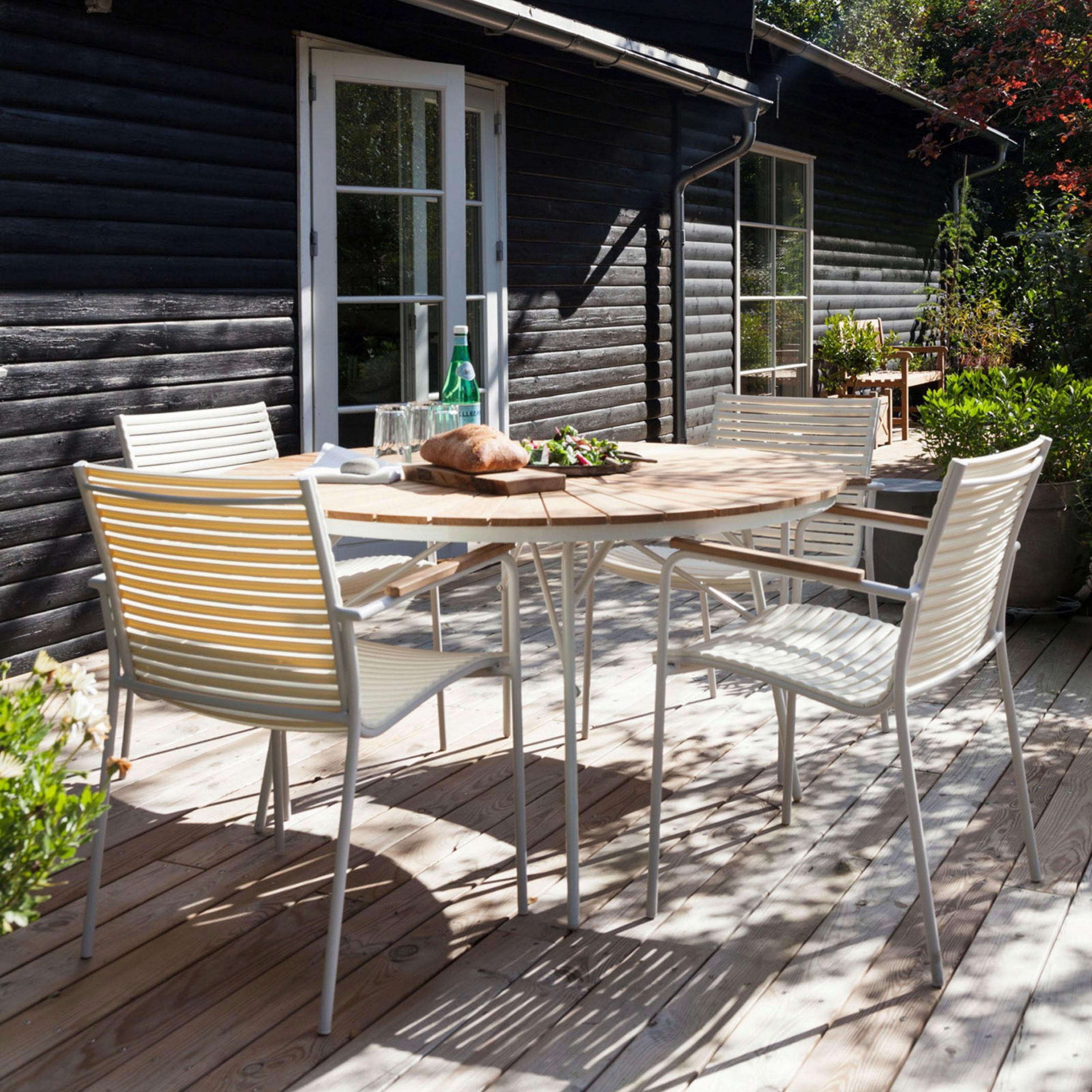 Gartensessel Stapelbar Mood Mood - Weiß/Teakfarben, Natur, Holz/Kunststoff (60/84/56cm) - Gardenson