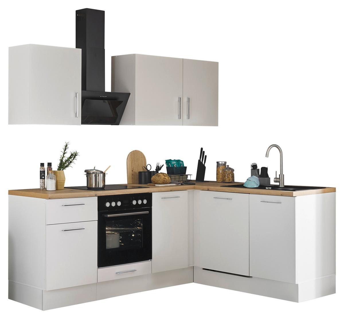 Eckküche Turin Weiß/Eiche Dekor 220x175 cm - Weiß/Eiche Artisan, Basics, Holzwerkstoff (220/175cm) - MID.YOU