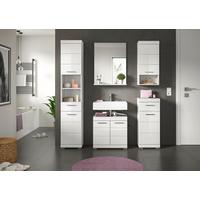 Badezimmer Scout Weiß B: 134 Cm - Weiß Hochglanz/Silberfarben, MODERN, Glas/Holzwerkstoff (134cm) - MID.YOU