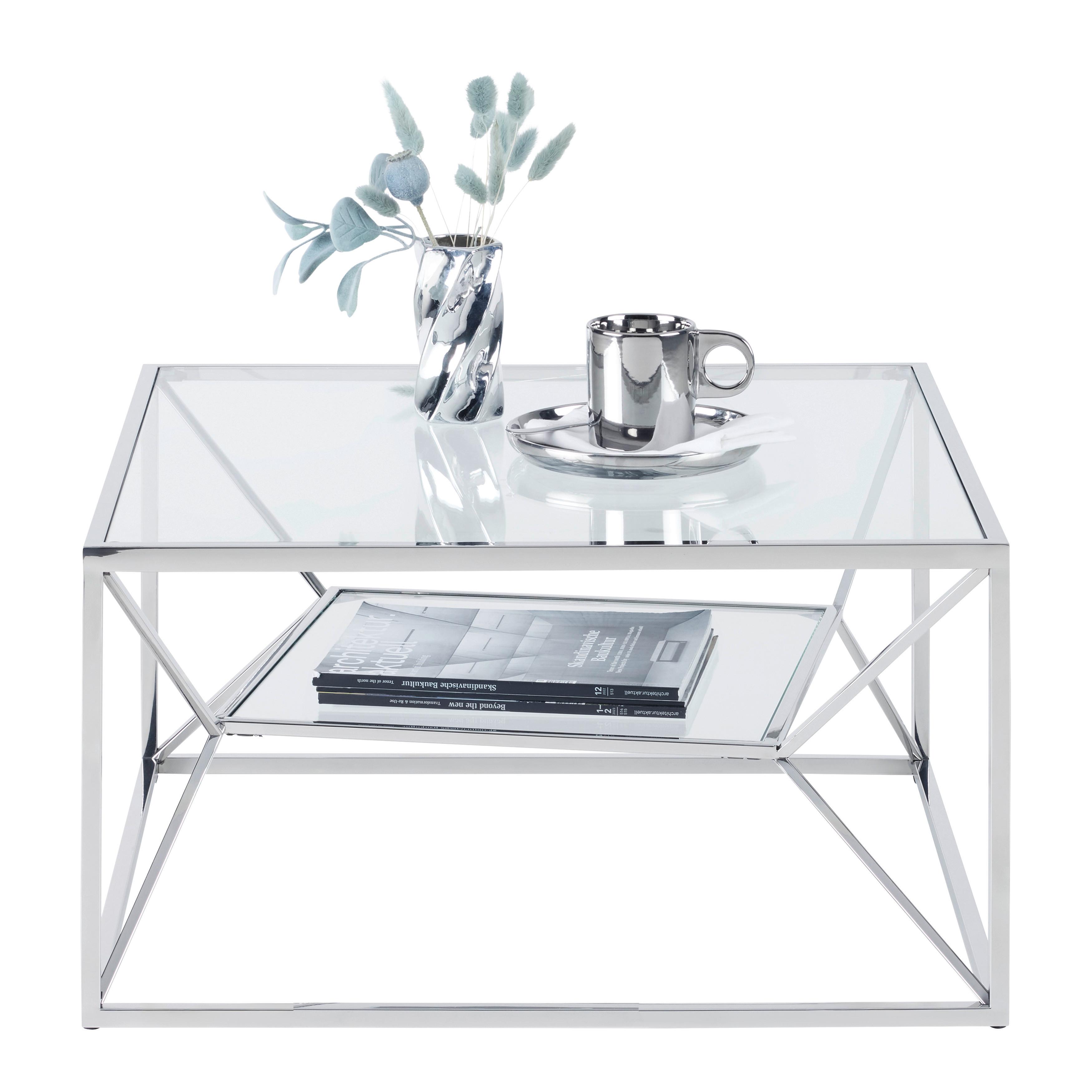 KONFERENČNÝ STOLÍK ANGEL II - chrómová, Modern, kov/sklo (70/38/70cm) - Mömax