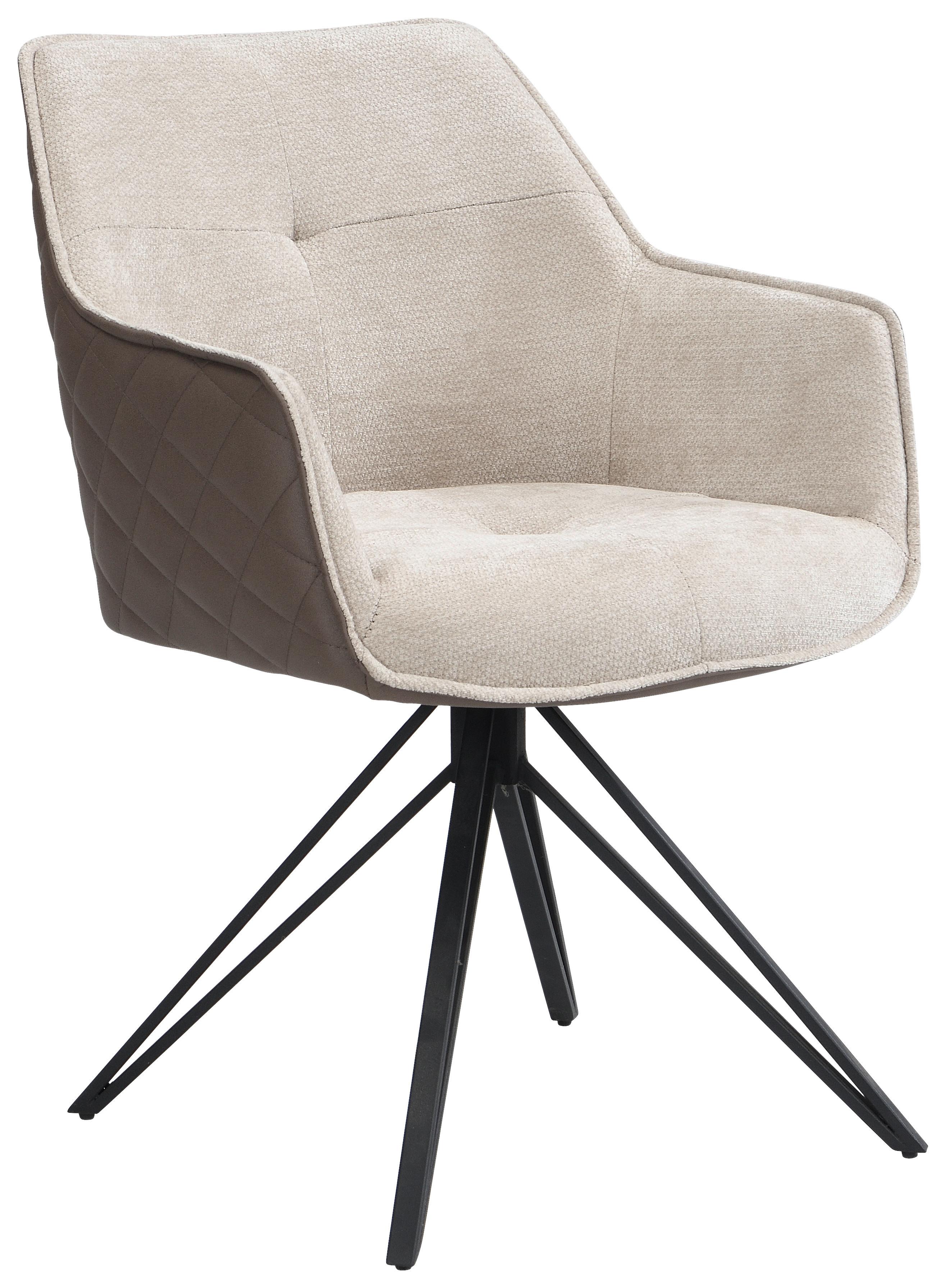 Armlehnstuhl Aurelia Braun B: 57 cm - Dunkelbraun/Schwarz, MODERN, Textil/Metall (57/82/61cm) - Livetastic