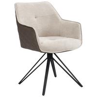 Armlehnstuhl Aurelia Braun B: 57 cm - Dunkelbraun/Schwarz, MODERN, Textil/Metall (57/82/61cm) - Livetastic