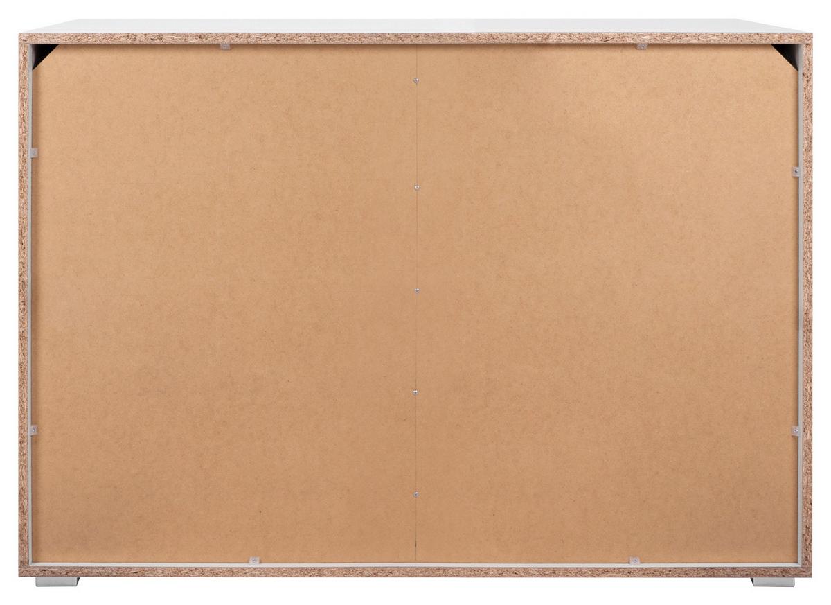 Kommode Capetown Melamin Weiß, B: 120 Cm - Silberfarben, Trend, Holzwerkstoff (120/80,5/40cm)