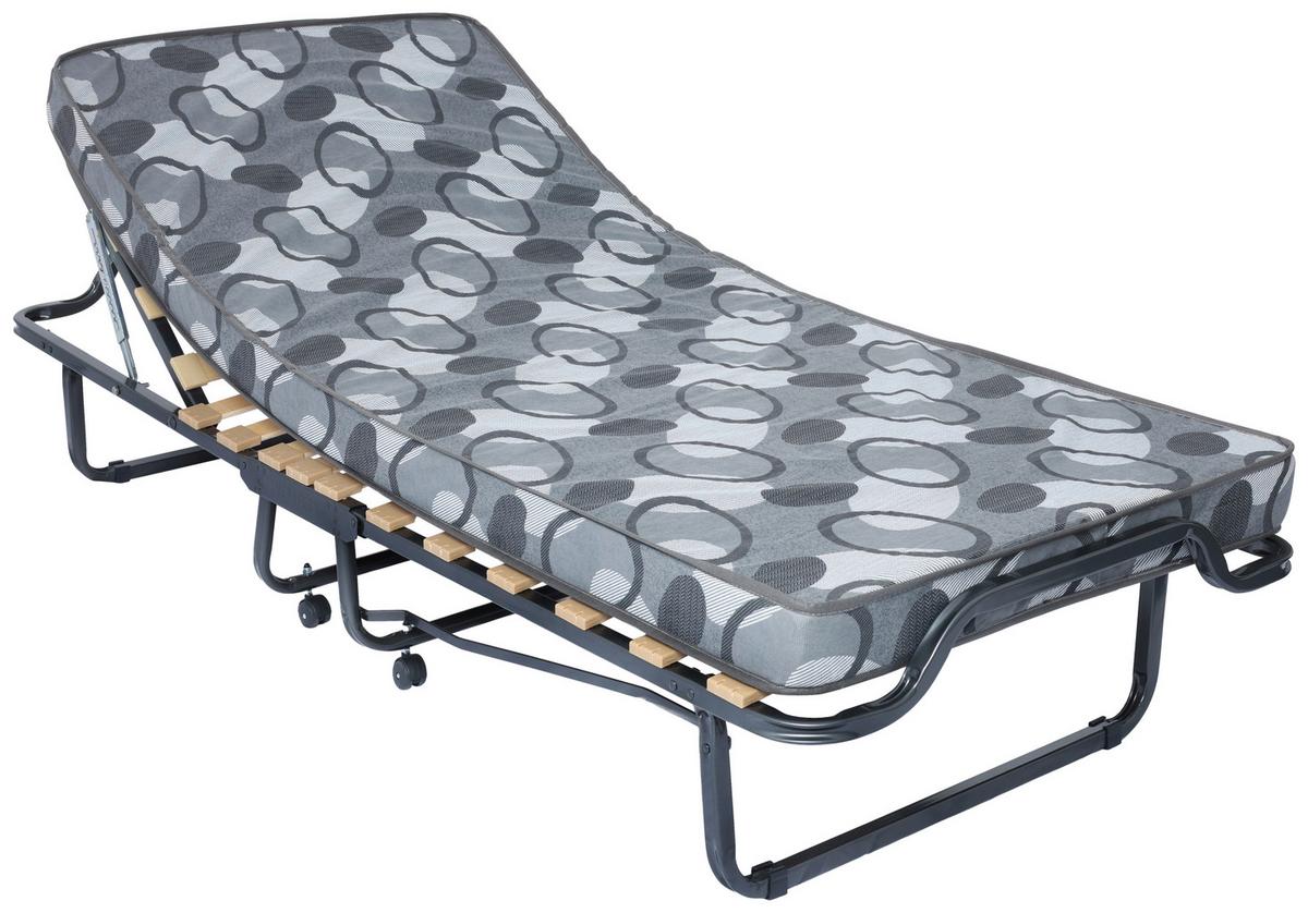 Klappbett mit Matratze + Rollen 80x190cm Luxor Alufarb. - Anthrazit, MODERN, Metall (80/40/190cm)