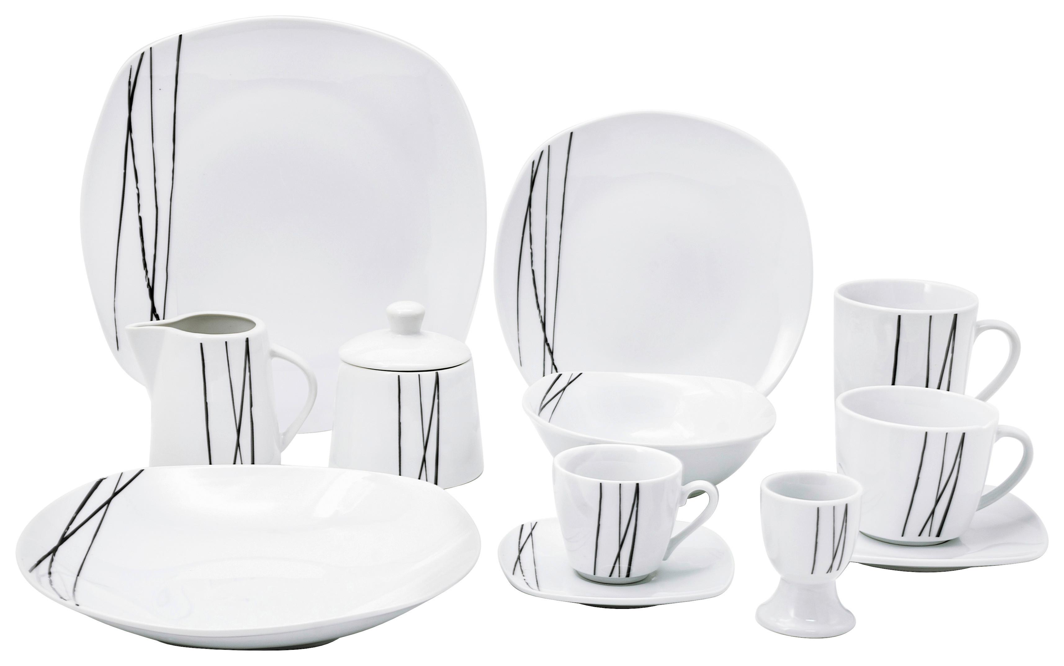 Kombiservice Fortunata - Schwarz/Weiß, Basics, Keramik - Luca Bessoni