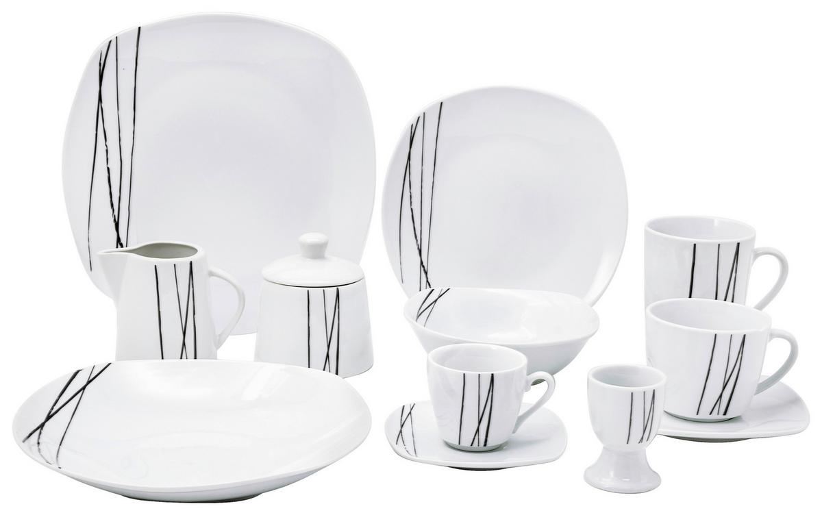 Kombiservice Fortunata - Schwarz/Weiß, Basics, Keramik - Luca Bessoni