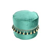 Pouf Taj Mahal Dxh: 45x38 Cm Samt Grün Mit Reißverschluss - Goldfarben/Grün, LIFESTYLE, Textil (45/38/45cm) - Kayoom