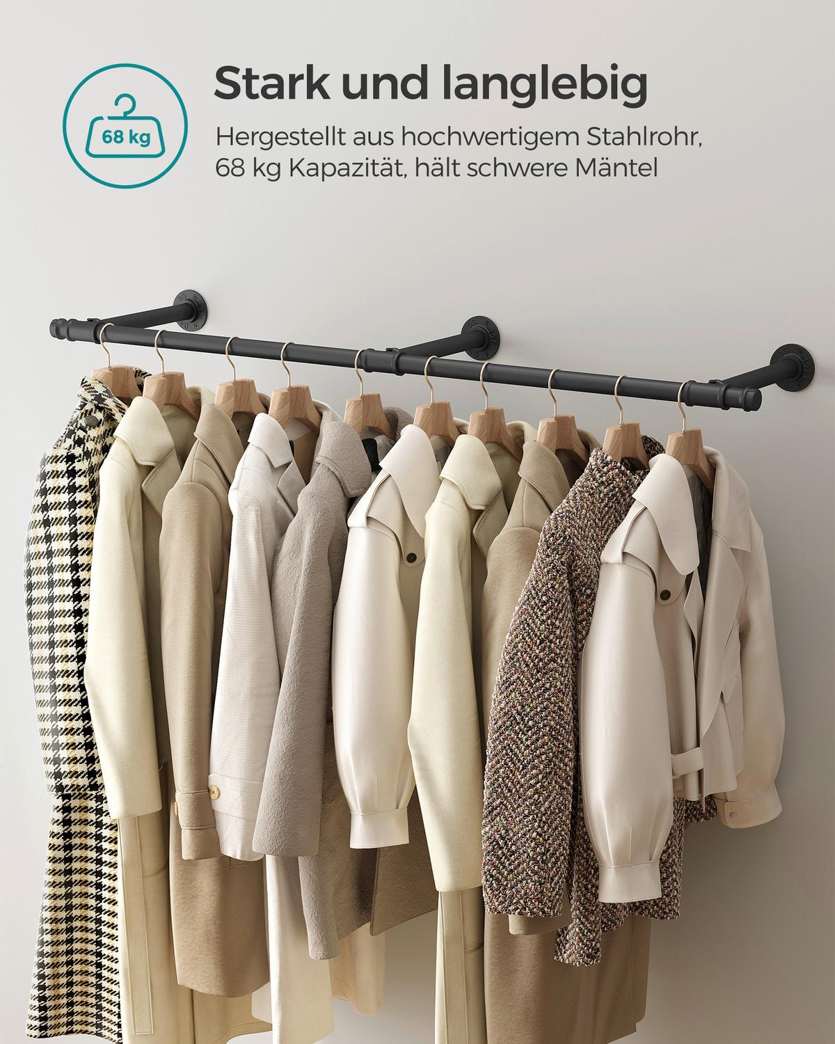 Wandgarderobe Schwarz B: 31 Cm - Schwarz, Basics, Metall (31/170cm)