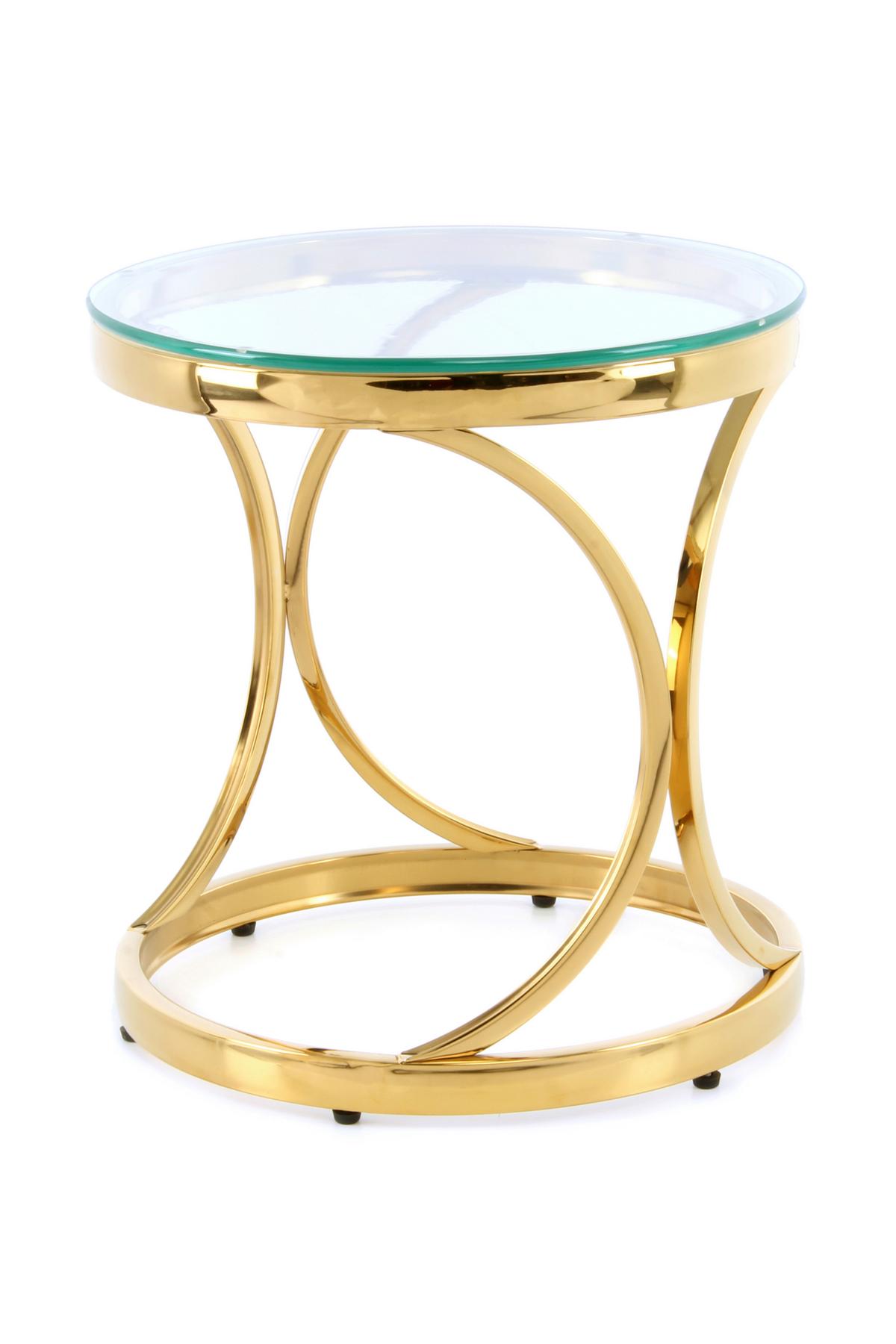Beistellitsch mit Glasplatte Weyda, Gold/Klar - Klar/Goldfarben, Basics, Glas/Metall (40/42/40cm) - Kayoom