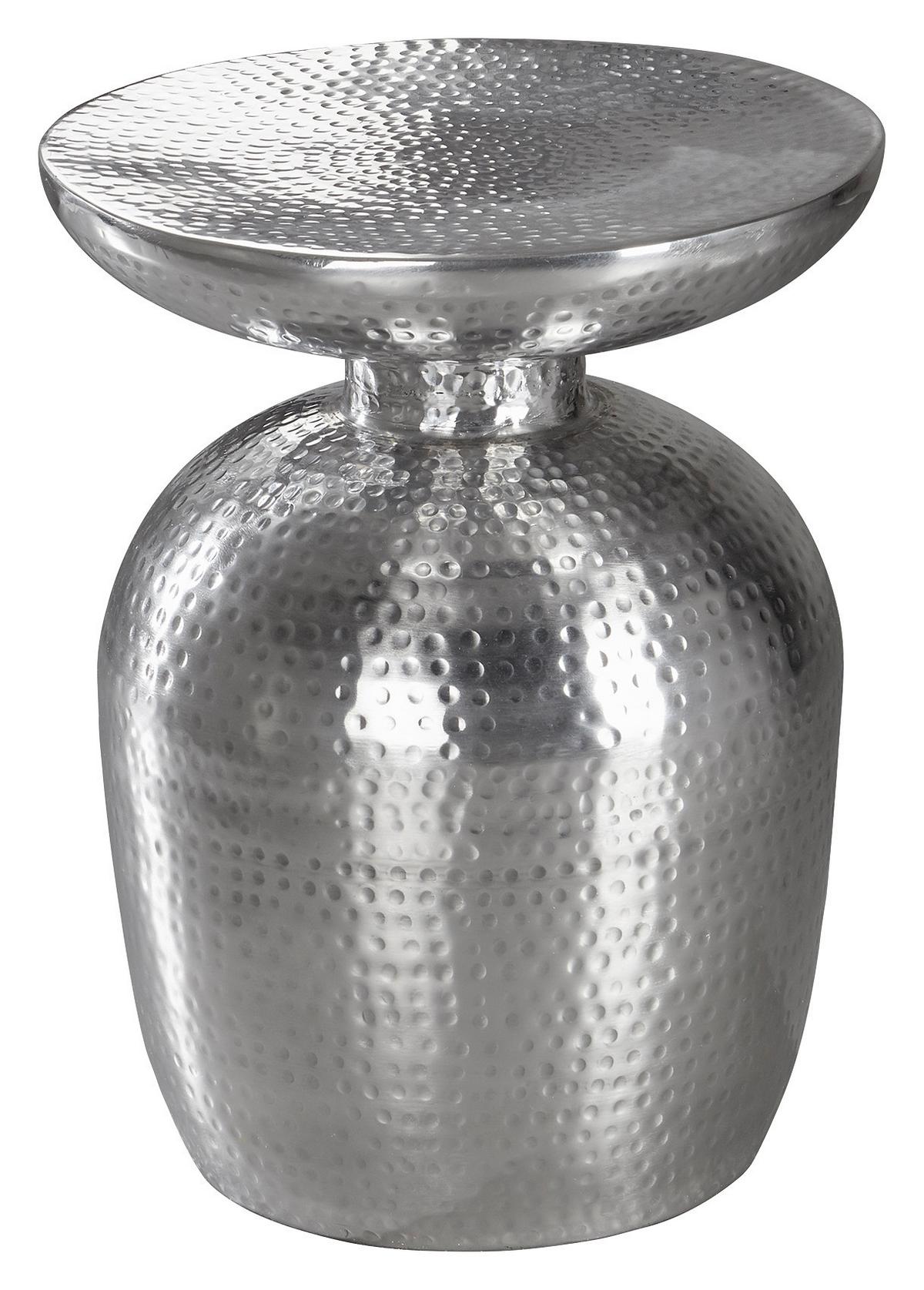Prístavný stolík DELYLA v orientálnom štýle - strieborná, Lifestyle, kov (36,5/36,5/46cm) - MID.YOU
