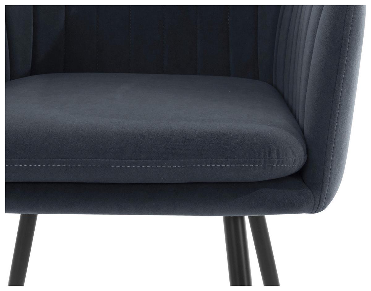 Armlehnstuhl Mila Grau/ Schwarz Gepolstert 2er-Set - Schwarz/Grau, MODERN, Textil/Metall (59/84/66cm) - MID.YOU