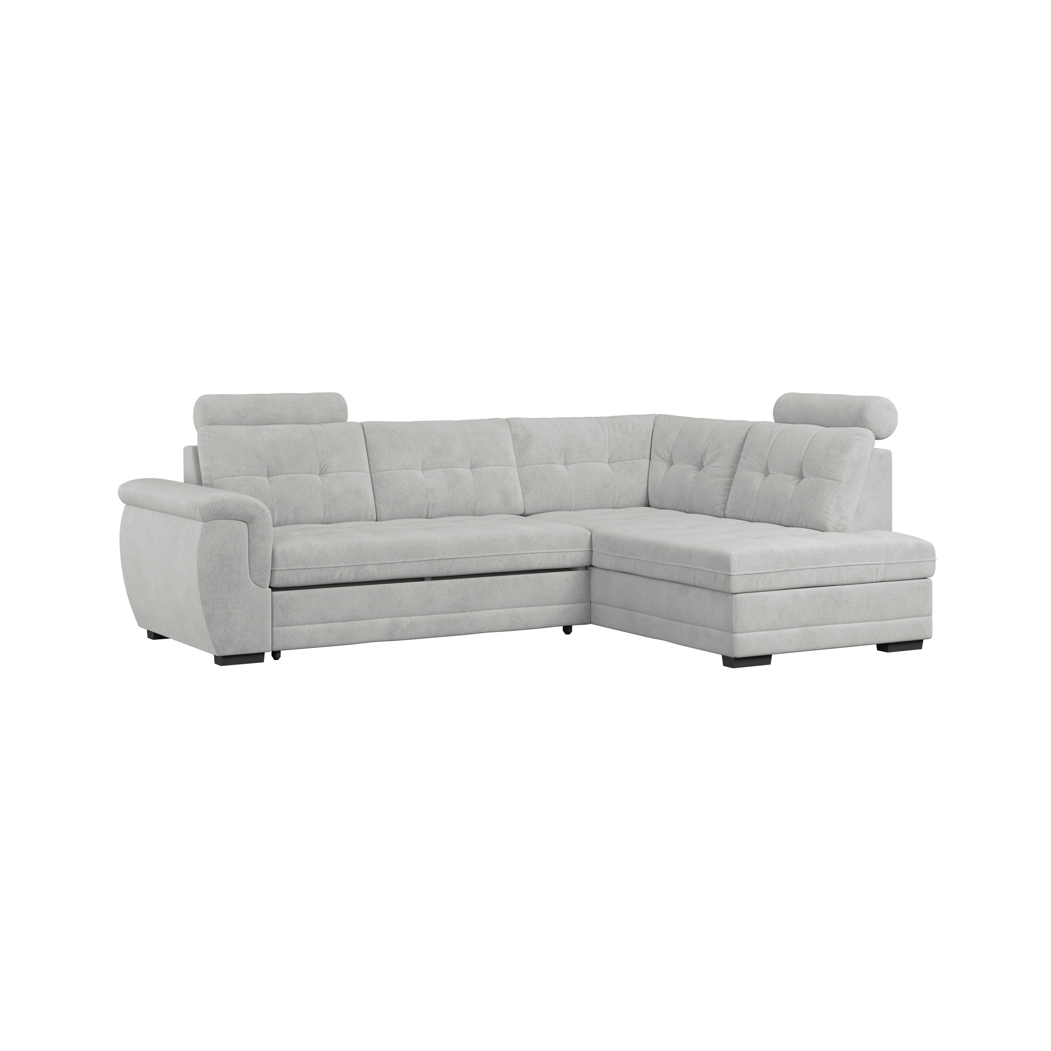 Ecksofa mit Schlaffunktion Falco new Grau 251x183 cm - Schwarz/Grau, KONVENTIONELL, Textil (251/183cm) - Ondega