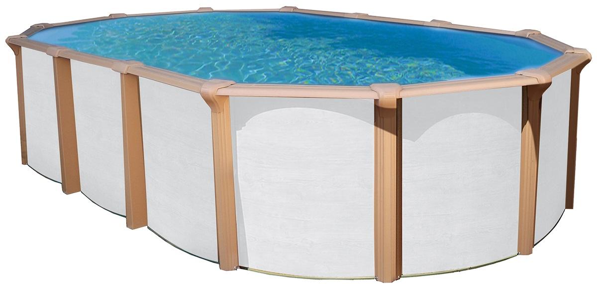 Stahlwandpool Oval Steely De Luxe Supreme + Pumpe L: 610 cm - Braun/Weiß, Basics, Kunststoff (610/370/132cm)