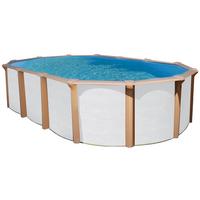 Stahlwandpool Oval Steely De Luxe mit Leiter L: 920 cm - Braun/Weiß, Basics, Kunststoff (920/460/132cm)
