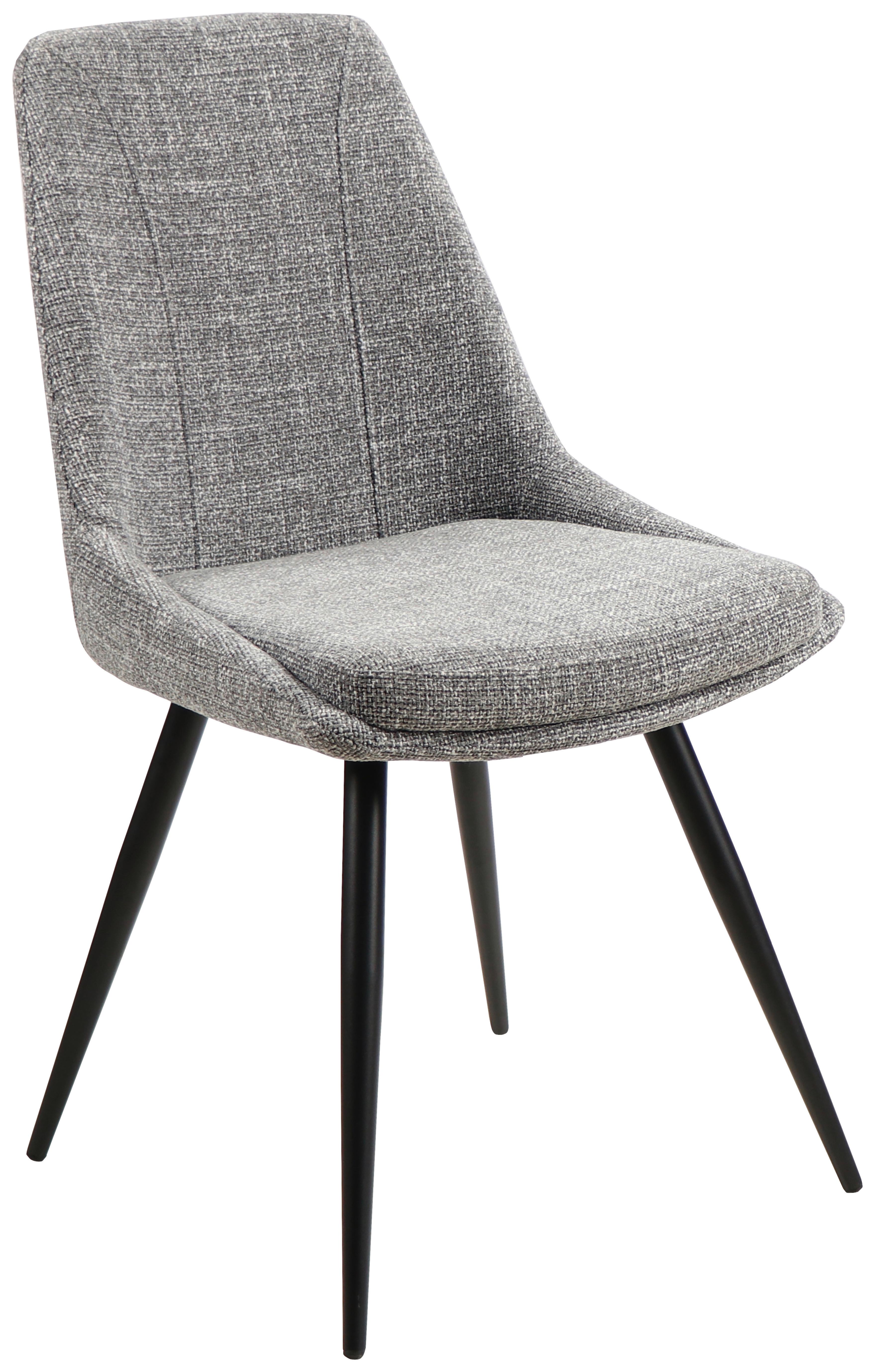 Esszimmerstuhl Corinna Grau Gepolstert - Schwarz/Grau, MODERN, Holz/Textil (49/88/59cm) - MID.YOU