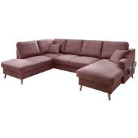 Wohnlandschaft Valentina Mit Schlaffunktion Rosa - Rosa/Naturfarben, KONVENTIONELL, Textil (200/301/150cm) - P & B