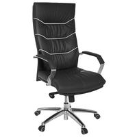 Chefsessel Ferrol + Armstützen Leder Schwarz Bis 120 Kg - Chromfarben/Schwarz, Design, Leder/Kunststoff (60/126/55cm) - MID.YOU