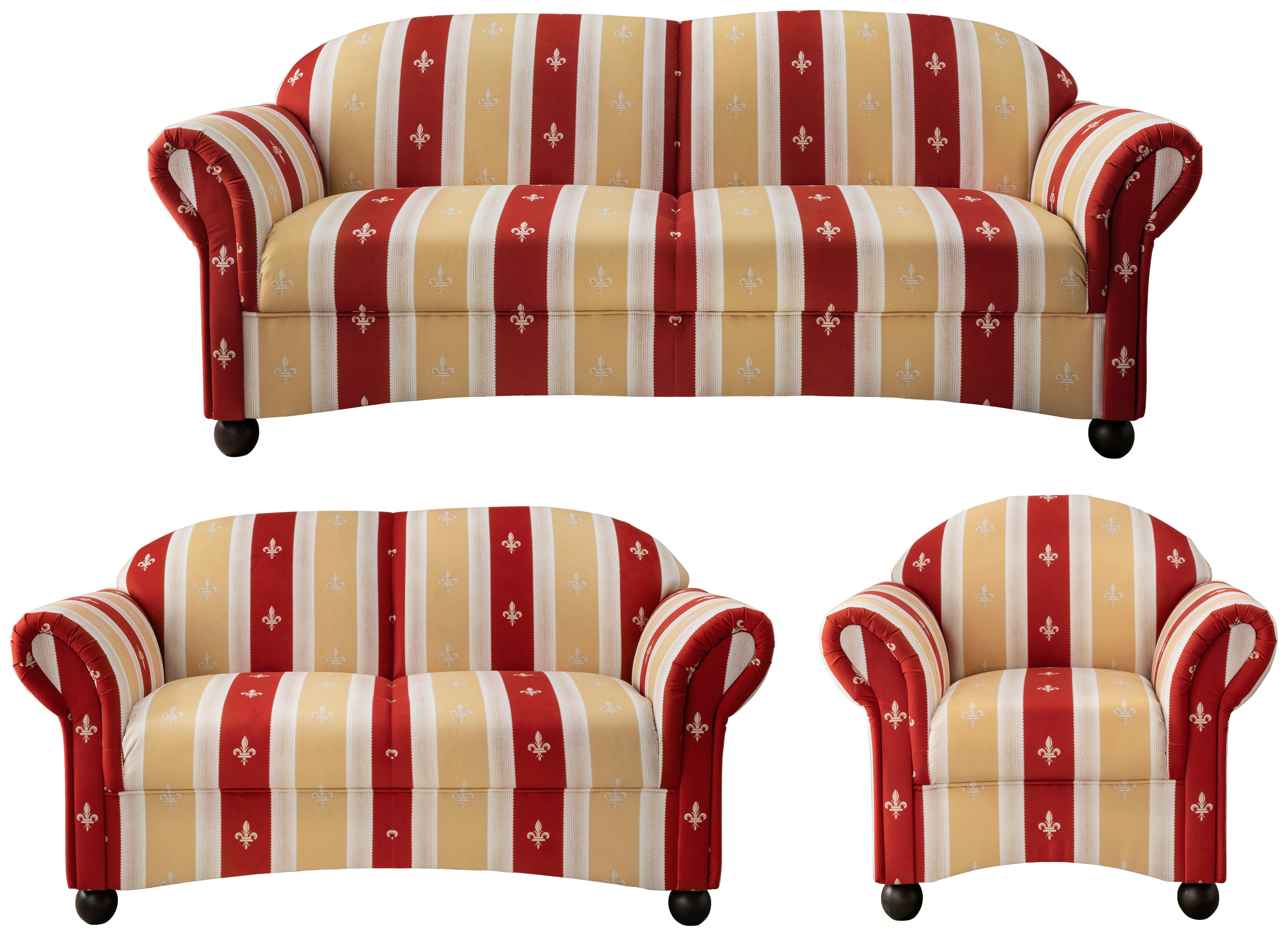 Sitzgarnitur Torello 3-Teilig Rot - Wengefarben/Rot, KONVENTIONELL, Textil (439/84/80cm) - Livetastic