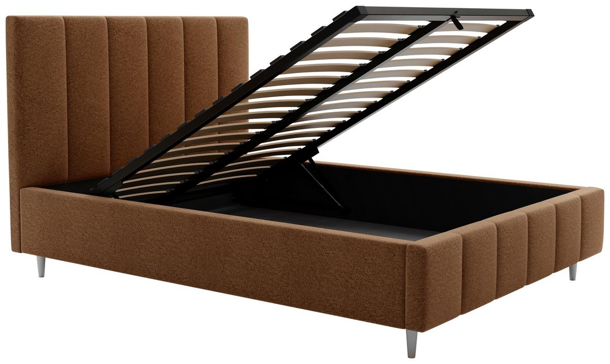 Polsterbett Talera Loft braun 140x200 cm - Buchefarben/Schwarz, KONVENTIONELL, Holz/Textil (140/200cm)