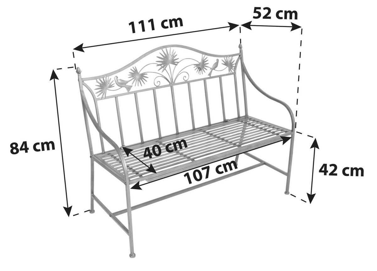 Gartenbank Eisen 2-sitzer Talin Silberfarben - Silberfarben, MODERN, Metall (111/84/52cm)